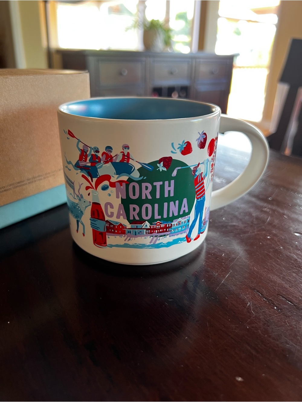 Starbucks North Carolina Discovery Series Ceramic Mug with Blue Interior